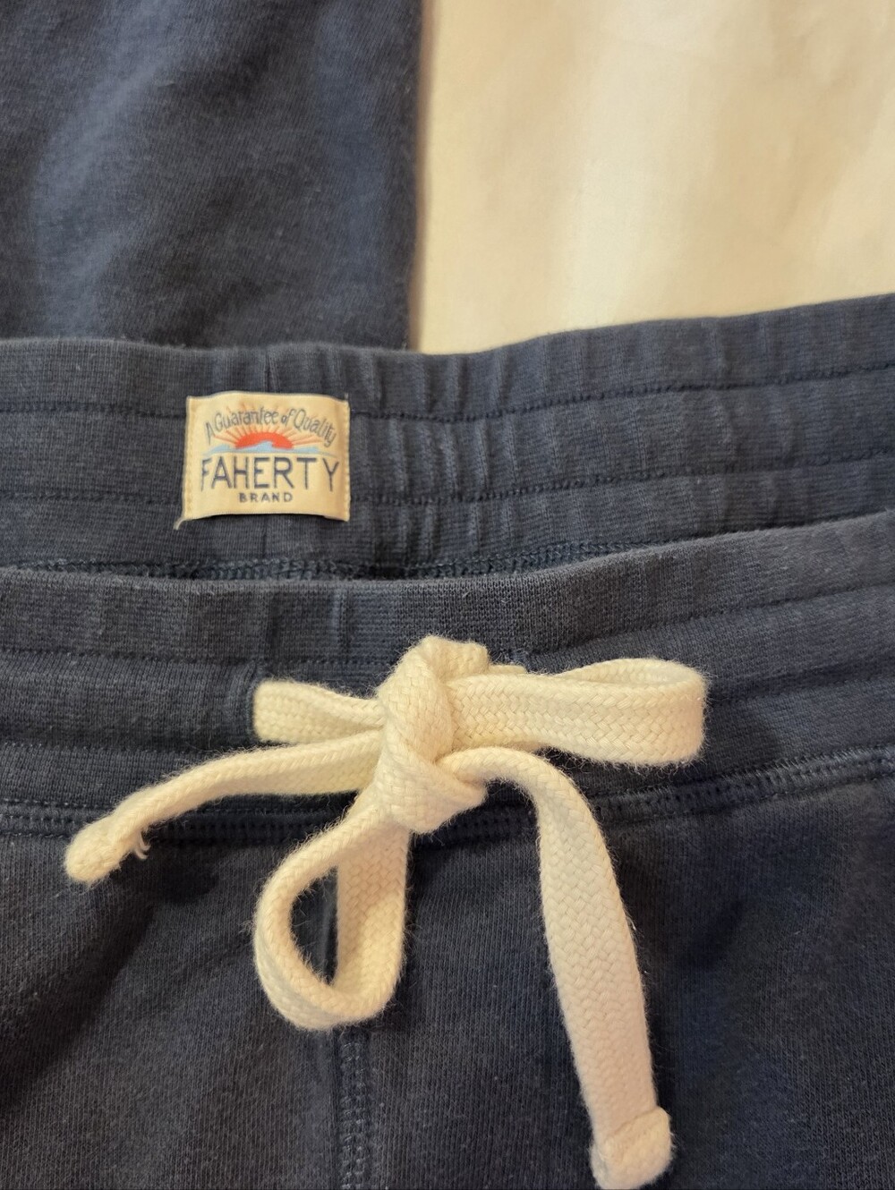 Faherty Sunwashed Fleece Sweatpants Navy XL Coustal Lounge Organic Cotton